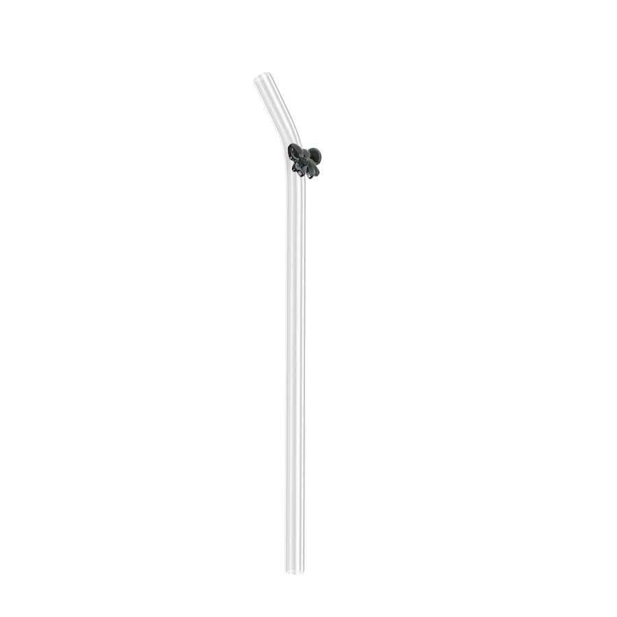Wholesale Colorful Bow Transparent Borosilicate Glass Straws